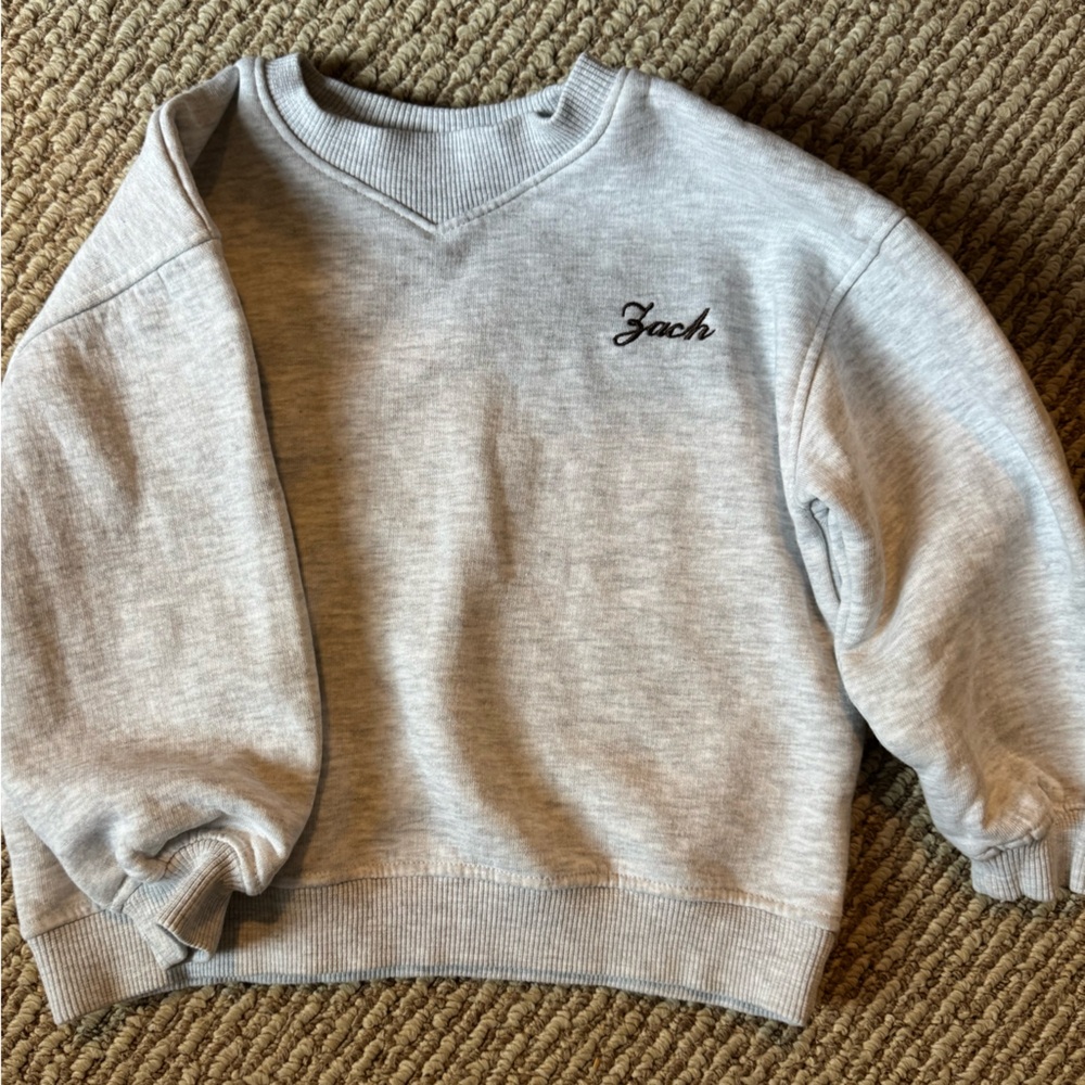 “Zach” Light Gray Embroidered Crewneck Sweatshirt - Zara